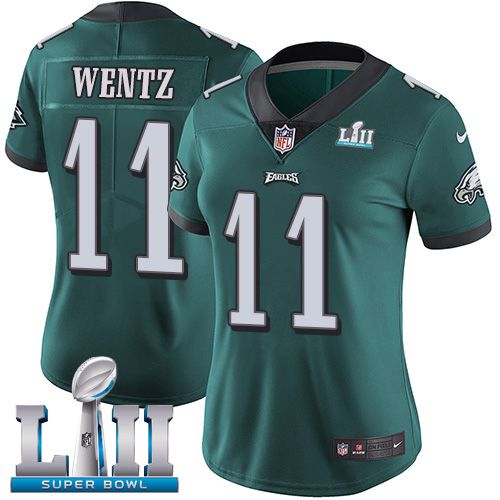 Women Philadelphia Eagles #11 Wentz Green Limited 2018 Super Bowl NFL Jerseys